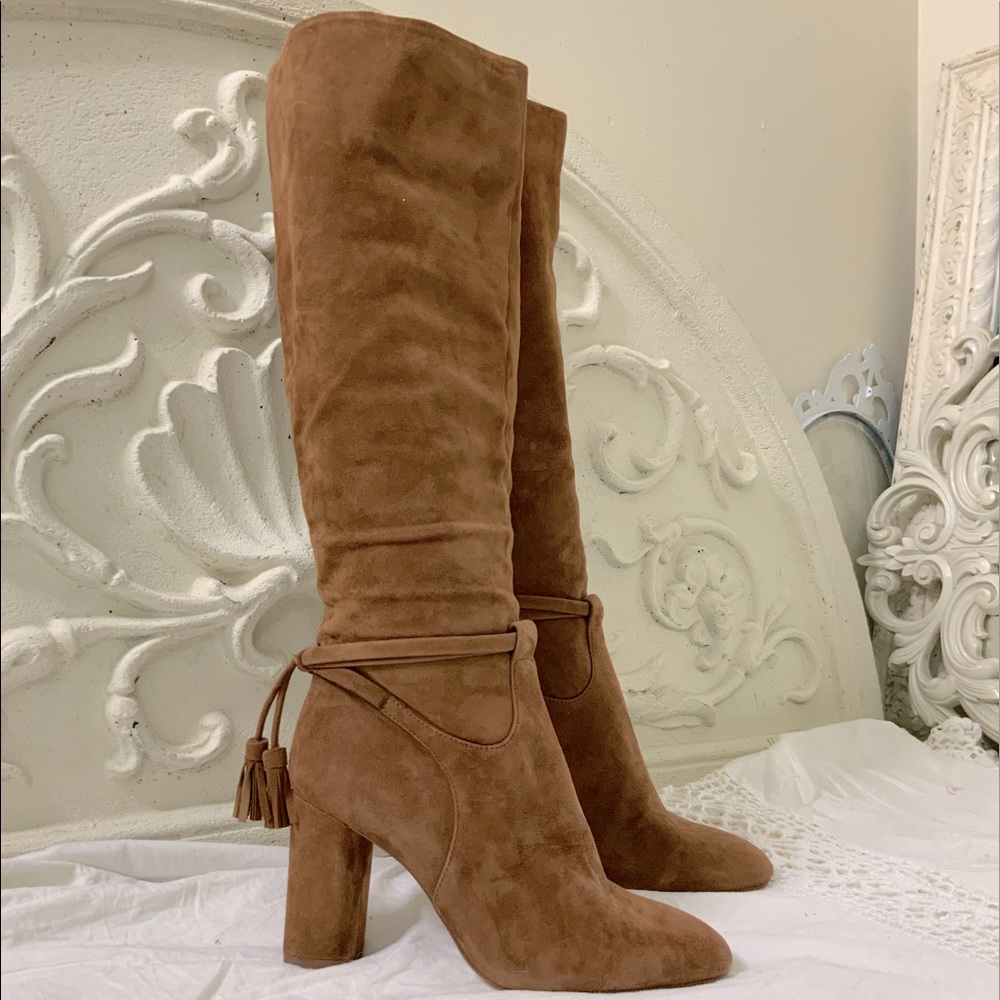 Suede Block Heel Boots  NWT